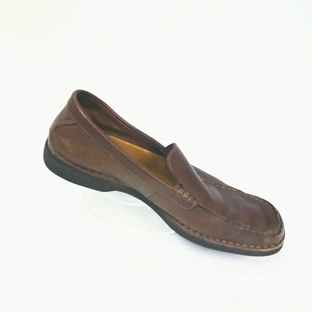 Timberland Mens Brown Leather Square Toe Slip On‎ Loafers 66560 4828 Size 8.5M